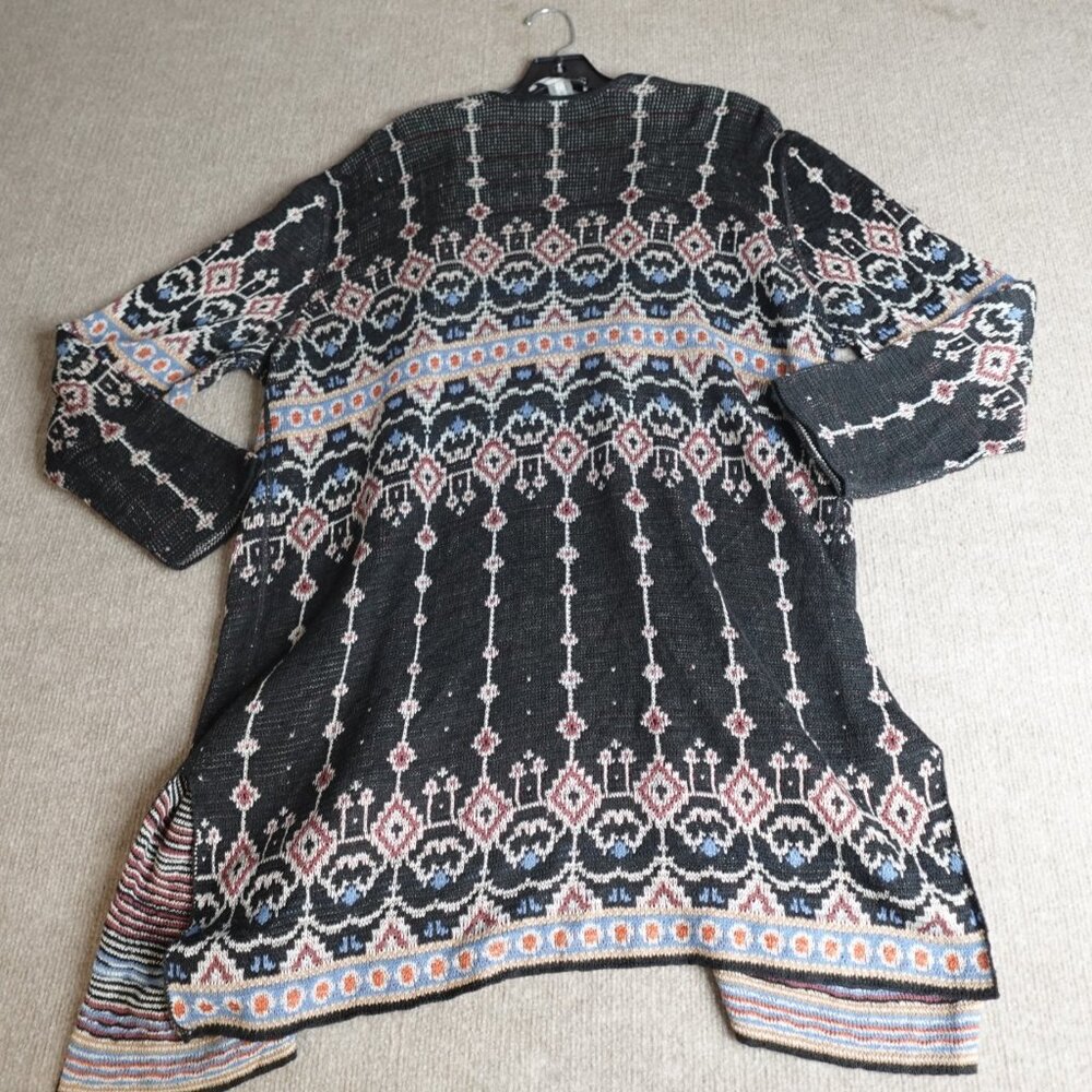 Peruvian Connection Black Multi-Color Patterned Open Cardigan - Picture 9 of 9